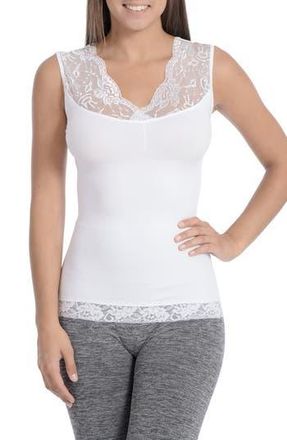 Body Beautiful Seamless Lace Trim Cup Tank Body Slip in White at Nordstrom Rack, Size Small/medium