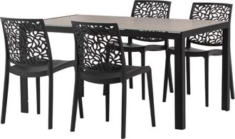 Siediti Fuori e Dentro Conjunto comedor 4 personas: mesa blanco/m&aacute;rmol, sillas blanco