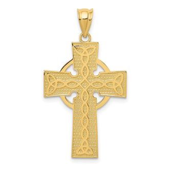 Diamond2Deal 14k Yellow Gold Celtic Cross Pendant