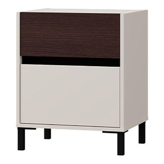 Dmora Comodino Gili, 2 Cajones, Un Estante, Apertura Deslizante, 48x40x60h Cm Blanco Crema