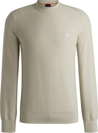 HUGO BOSS Trui met ronde hals - Heren - Ronde hals truien - Beige - S - Katoen - Truien & Vesten