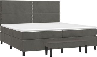 vidaXL Vidaxl - Cama Box Spring Con Colch&oacute;n Terciopelo Gris Oscuro 200x200 Cm