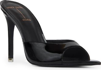 Black Suede Studio Brea Pointed Toe Sandal in Black Patent at Nordstrom, Size 7.5Us