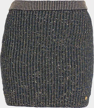 Balmain Glittered Tweed Mini Pencil Skirt