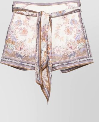Zimmermann high waist shorts belt scarf detail