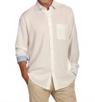 True Grit Washed Melange Linen Shirt In White