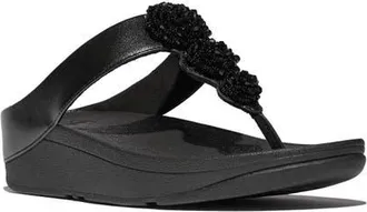 FitFlop Fino Beadie-button metallic toe-post sandals in Metallic Black at Nordstrom, Size 11