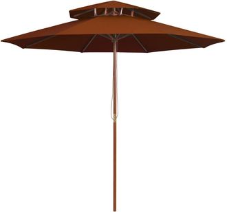 vidaXL Vidaxl - Sombrilla De Dos Niveles Palo De Madera Terracota 270 Cm