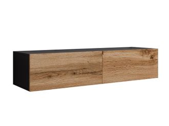 Mirjan24 Mobilier1 - Mueble Tv Venenou 125, Negro + Roble Wotan, N&uacute;mero De Puertas: 0, N&uacute;mero De Cajones: 0, 140x30x40cm