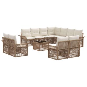 vidaXL Conjunto De Sof&aacute;s De Jard&iacute;n 12 Pcs Beige Y Blanco Crema Vidaxl