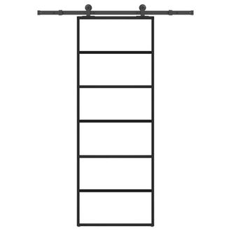 Berkfield Home Sliding Door with Hardware Set 76x205 cm ESG Glass&Aluminium in Black