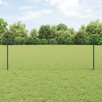 Berkfield Home Fence Posts 11 pcs U-Channel Green 80 cm Steel, Hexagon Fence Green 0.8x50 m Steel
