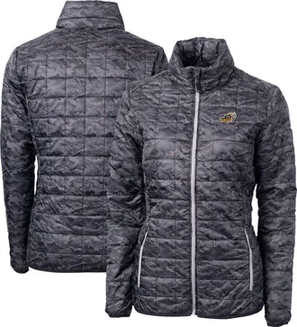 Cutter & Buck Womens Cutter & Buck Black Akron RubberDucks Rainier PrimaLoft Eco Insulated Camo Full-Zip Puffer Jacket at Nordstrom, Size Xx-Large
