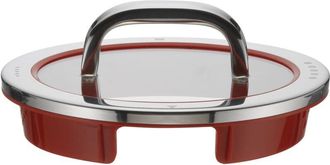 WMF Function - 4 coperchi per pentola, 16 cm, coperchio in vetro con 4 funzioni di versamento, vetro, silicone, acciaio INOX Cromargan lucido, rosso