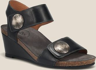Taos Womens Carousel 3 Wedge Heel Ankle Strap Sandal In Black