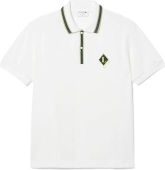 Lacoste White Classic Fit Emblem Structured Collar Polo Shirt