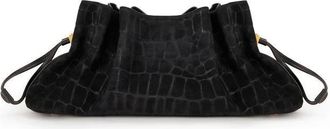 Elisabetta Franchi Tassen, Dames, Zwart, ONE Size, Leer, Crocodile Print Suede Pouch