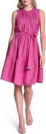DKNY Tie Waist Denim Dress in Vivid Pink at Nordstrom Rack, Size 10