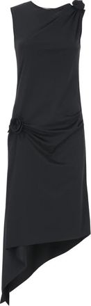 Coperni Asymmetrische Lange Jurk met Roosdetail - Dames - Feestkleedjes - Zwart - XS - Kleedjes