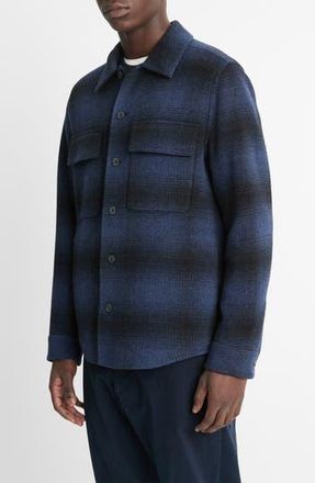 Vince Plaid Splittable Wool Blend Shirt Jacket in Ultramarine at Nordstrom Rack, Size Xx-Large