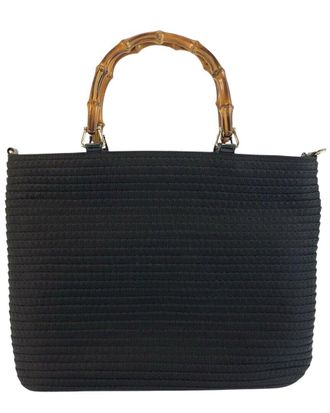Gucci Black Nylon Bamboo Handbag Tote (Authentic Pre-Loved)