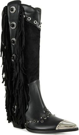 Azalea Wang Pelagius Fringe Western Boot in Black at Nordstrom, Size 7.5