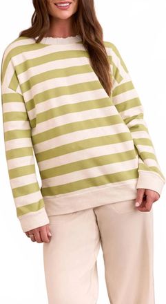 Tribal Stripe Crew Neck Top In Wasabi