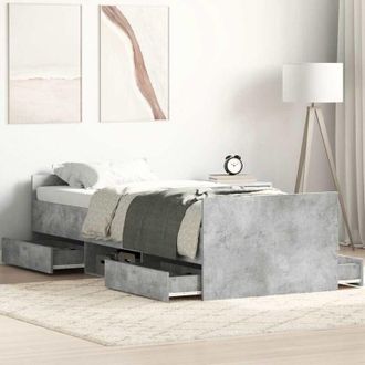 vidaXL Vidaxl - Estructura De Cama Con Cabecero Piecero Gris Hormig&oacute;n 90x190cm