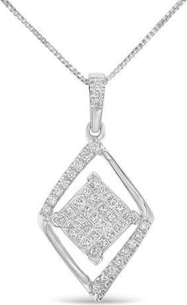 House of Brilliance 10k White Gold 1/3 Cttw Diamond Double Triangle 18 Pendant Necklace at Nordstrom