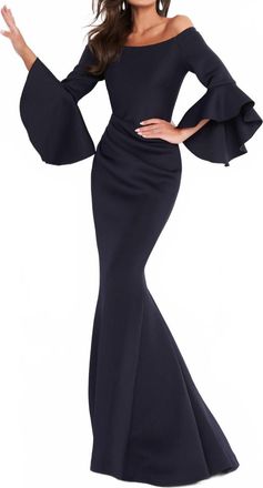 Jovani Off-The-Shoulder Evening Dress In Black