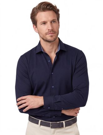 Olymp katoenen Olymp overhemd donkerblauw slim fit