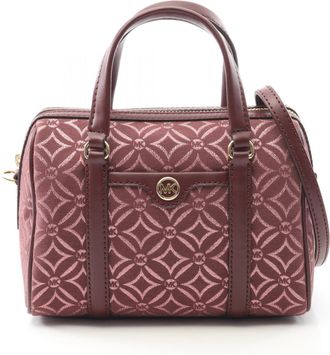 Michael Kors Bordeaux Metallic Leather Canvas Handbag Weekend Bag (Pre-Owned)