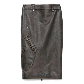 Alexander McQueen Leather Skirts Marrone, Nero-Donna