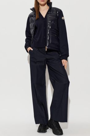 Moncler Sweatshirt With Quilted Front, Womens, Navy Blue