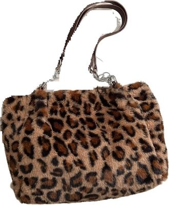 Generic Womens Plush Bags Plush bag Simple Women Leopard Tote Bag Lady Shoulder Chain Large Capacity Commuter Handle(Color 3)