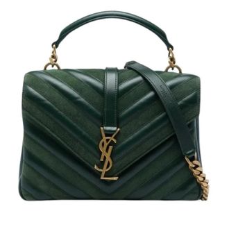 Saint Laurent Pre-owned College Satchel - Dames - Vintage Schoudertas - Groen - ONE Size - Leer - Vintage