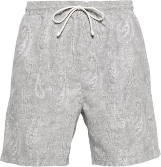Brunello Cucinelli Bandana Print Zwemshorts - Heren - Strandmode - Grijs - 2XL - Polyester - Badmode