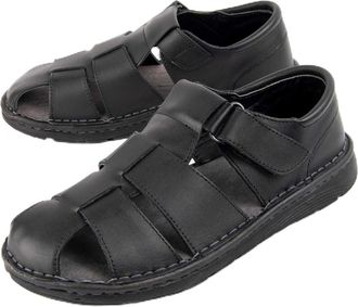 Purapiel Beira7 Mens Leather Sandal 102729, Black/White, 10.5 UK