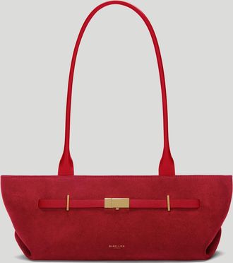 DeMellier The New York Shoulder in Berry Red Suede Leather Shoulder bag