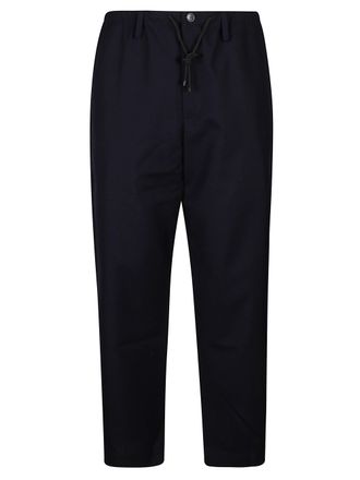 Dries Van Noten Drawstring Waist Penny Wool Pants With Tailored Silhouette