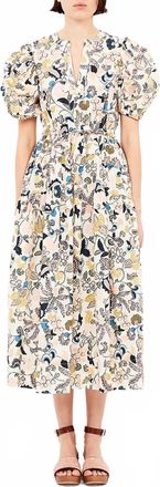 Ulla Johnson Adriana Short Sleeve Midi Dress In Magnolia