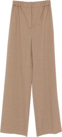 Max Mara Stretch wollen stoffen broek - Dames - Wijde Broeken - Bruin - XS - Wol - Broeken