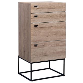Beliani Beliani - C&oacute;moda De Madera Clara 4 Niveles Con Base De Metal Negro R&uacute;stico Acra