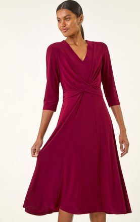 Roman Stretch Crossover Midi Dress