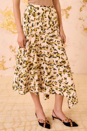 Ulla Johnson Annika High Waist Asymmetrical Midi Skirt In Lucent