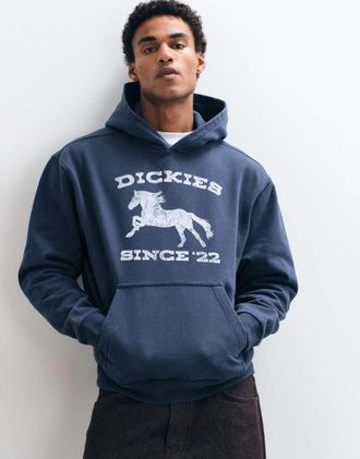 Dickies felpa con cappuccio con stampa cavallo blu navy