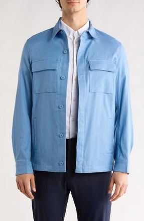 Bugatchi Linen & Cotton Button-Up Shirt Jacket in Air Blue at Nordstrom Rack, Size Xx-Large