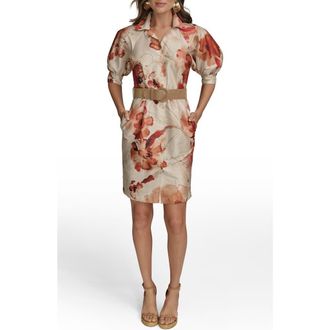 DKNY Floral Print Shirtdress in Cinnamon Multi at Nordstrom Rack, Size 12