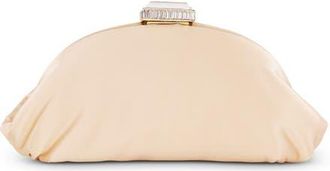 Badgley Mischka Leia Satin Pouch Clutch in Nude at Nordstrom, Size Small