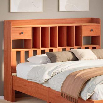 vidaXL Cabecero De Cama Almacenaje Madera Maciza Pino Marr&oacute;n 150 Cm Vidaxl